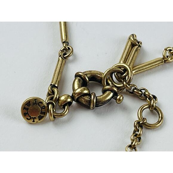 J. Crew Gold Tone Rhinestones Pink Spike Dangles Necklace Smoky Black White Flor - Picture 9 of 16